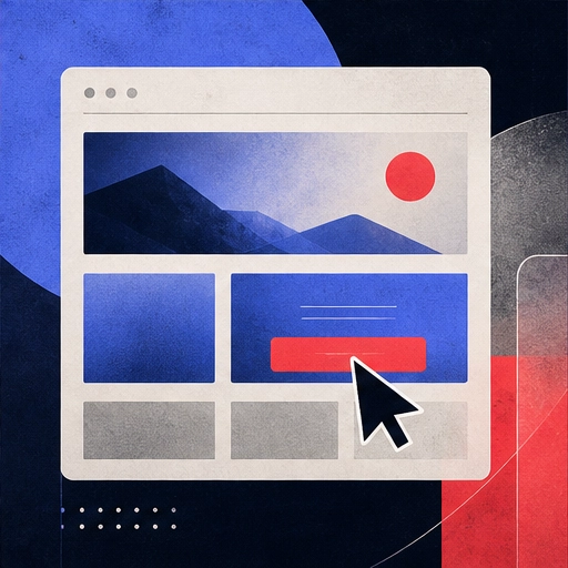 Illustration d’une landing page avec bouton d’appel à l’action et curseur.